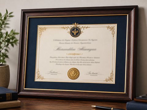 Personalized diploma-style keepsake, framed for display