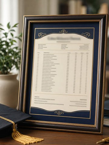 Personalized transcript-style keepsake for display